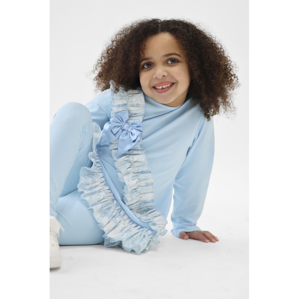 Alba Girls Blue Toile Ruffle Tracksuit