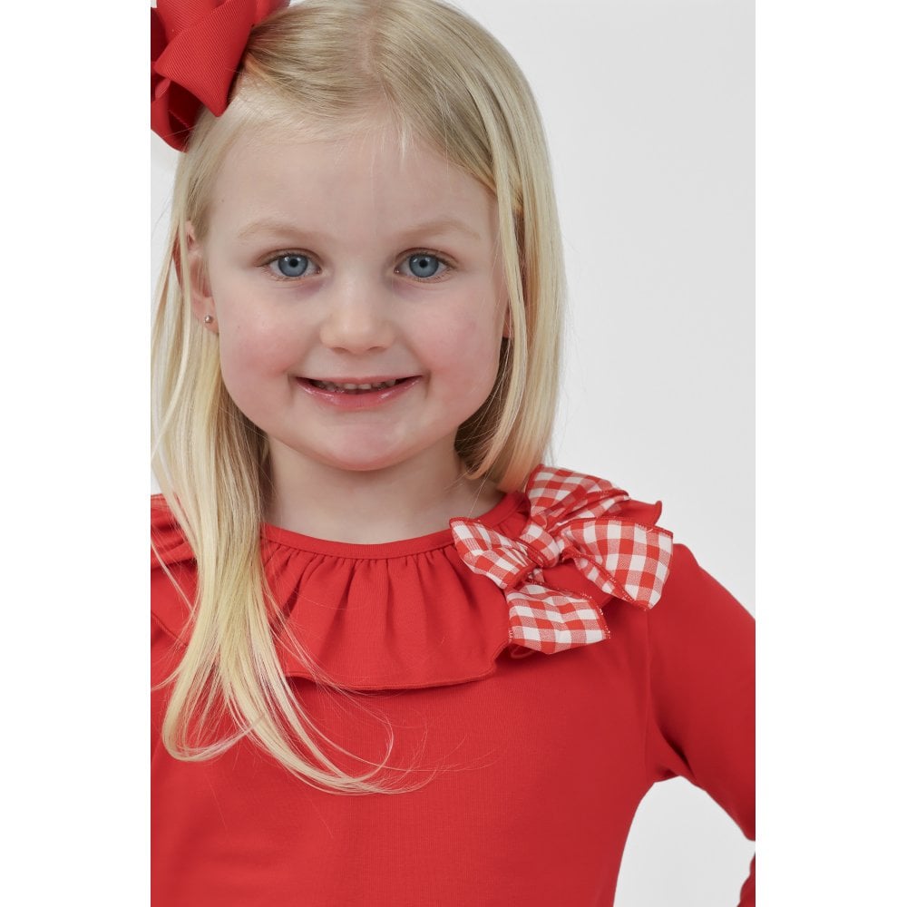 Clara Girls Red Frilly Checked Tracksuit