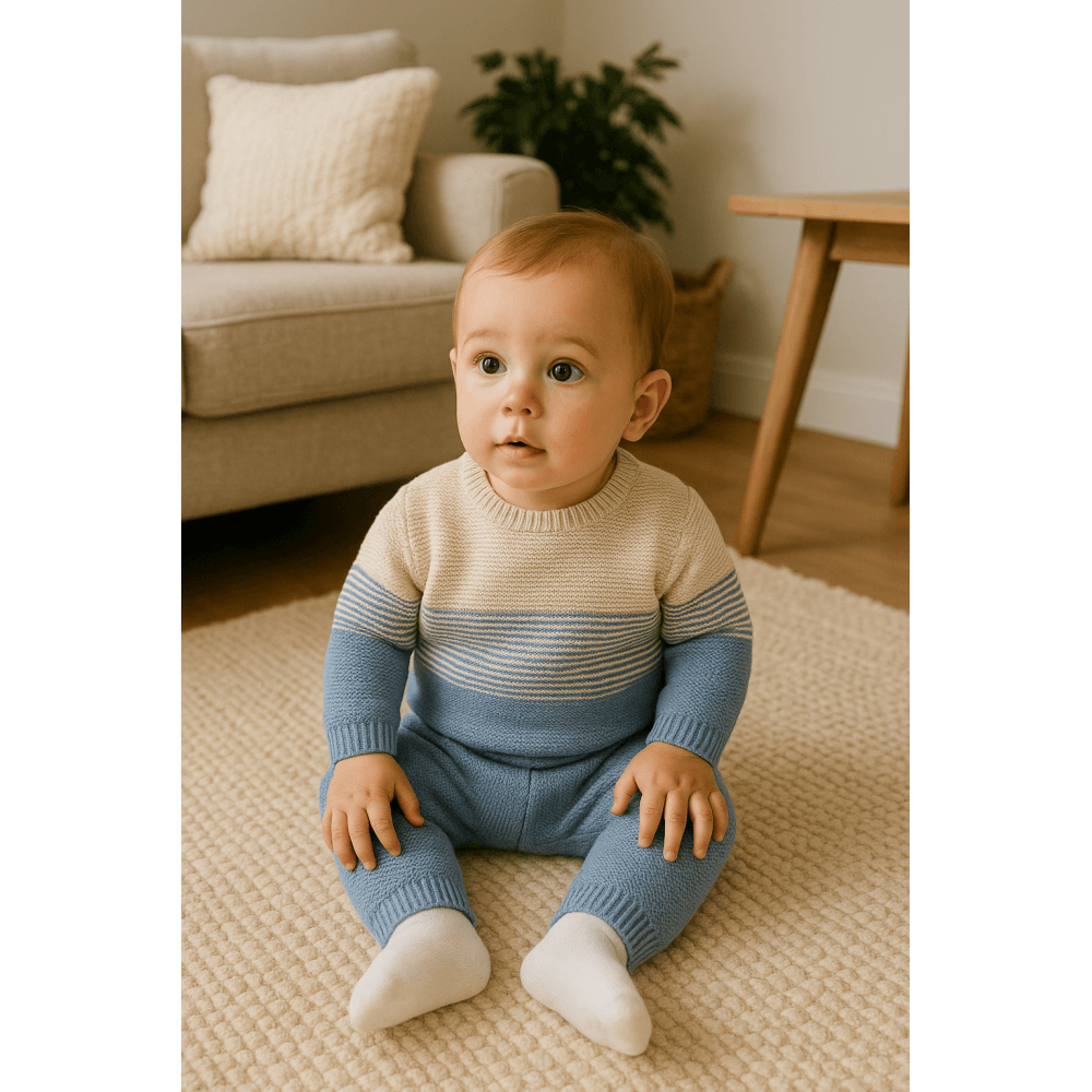Santiago Boys Dark Blue/Camel Tracksuit Set
