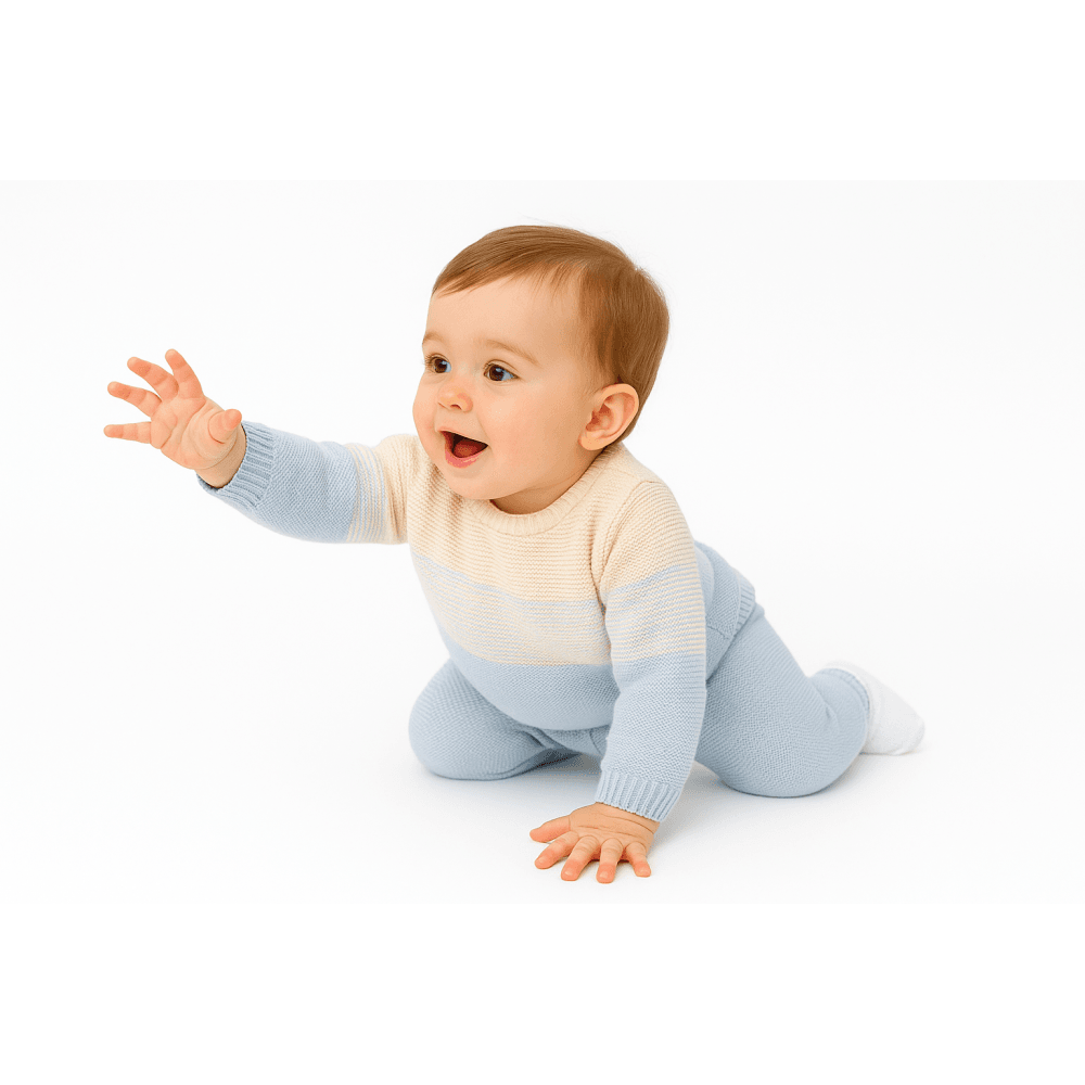 Santiago Boys Blue/Camel Knitted Tracksuit Set