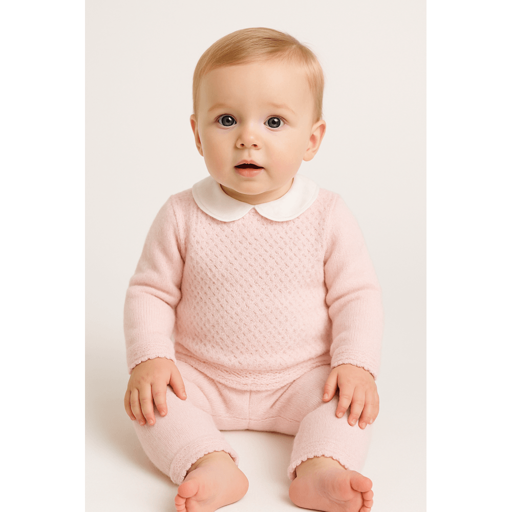 Lucinda Girls Pink Knitted Tracksuit Set
