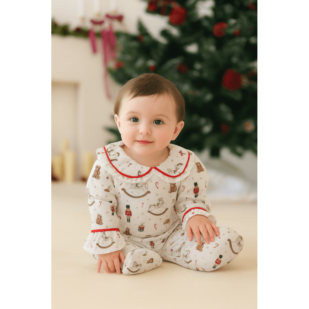 Christmas Traditional Print Girls Babygrow