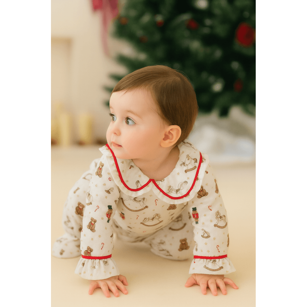 Christmas Traditional Print Girls Babygrow