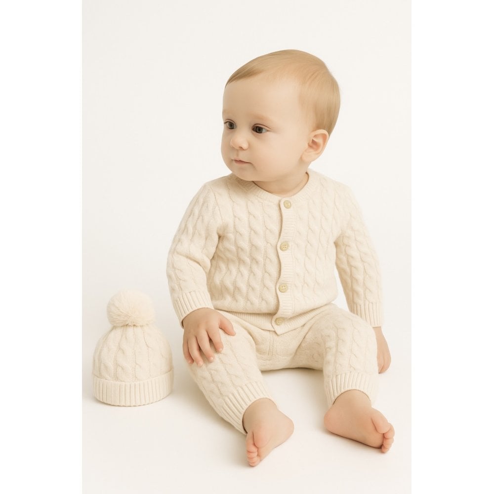 50807 Babidu Knitted Tracksuit Set With Hat Camel