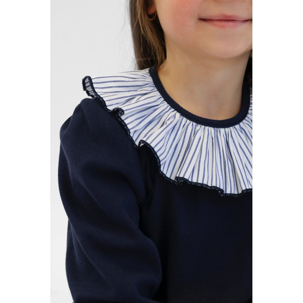 Leah Girls Frilly Neck Legging Tracksuit Navy