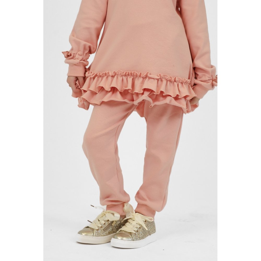 Tia Girls Frilly Ribbon Tracksuit Pink
