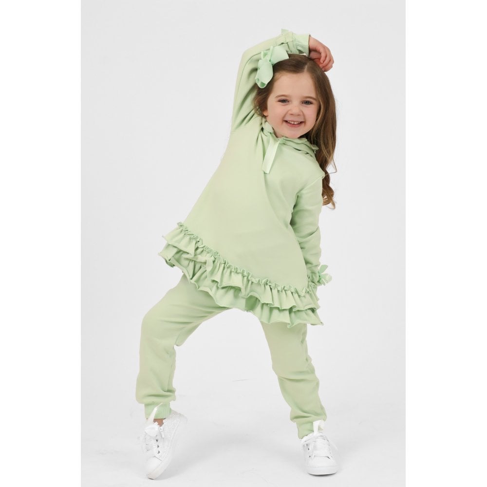 Tia Girls Frilly Ribbon Tracksuit Green