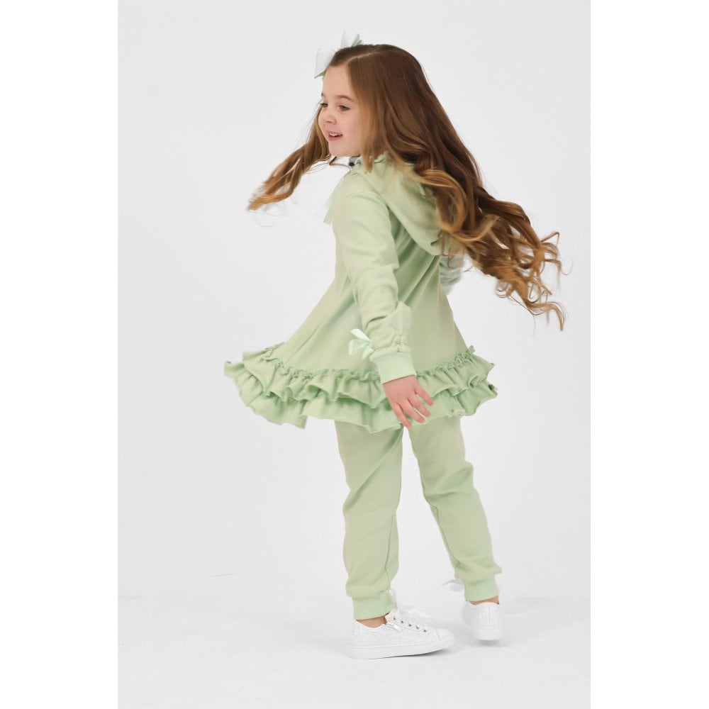 Tia Girls Frilly Ribbon Tracksuit Green