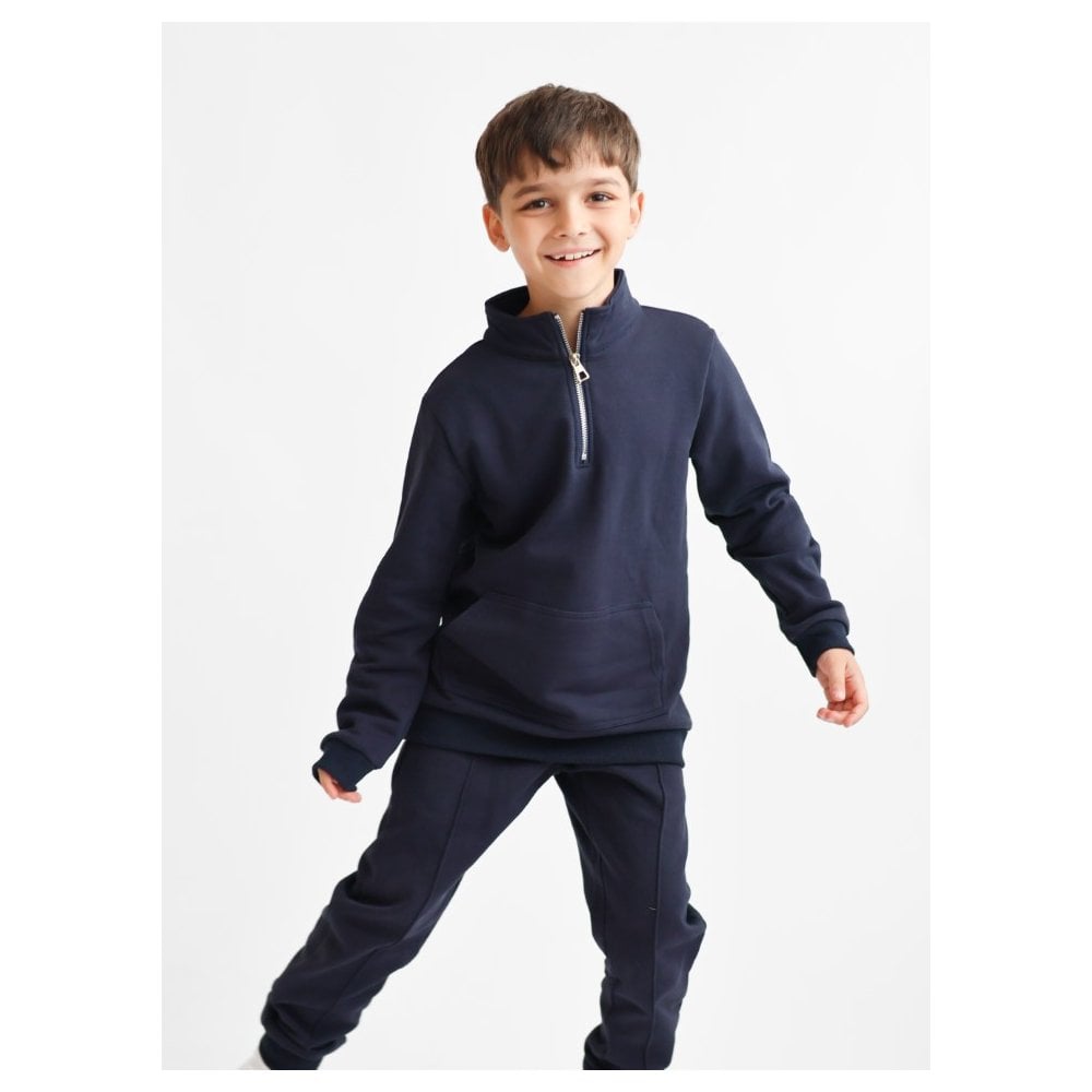 Duo Boys 1/4 Zip Up Tracksuit Navy