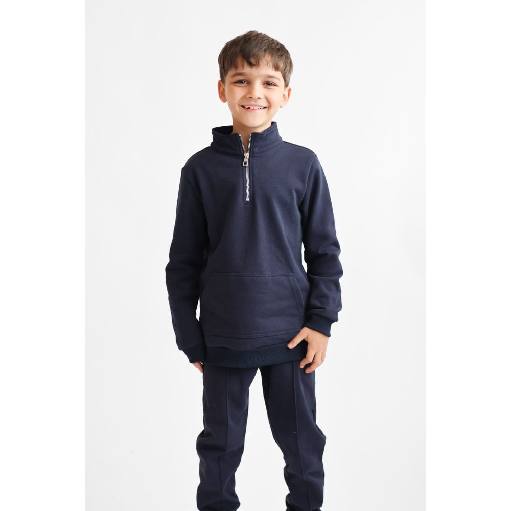 Duo Boys 1/4 Zip Up Tracksuit Navy
