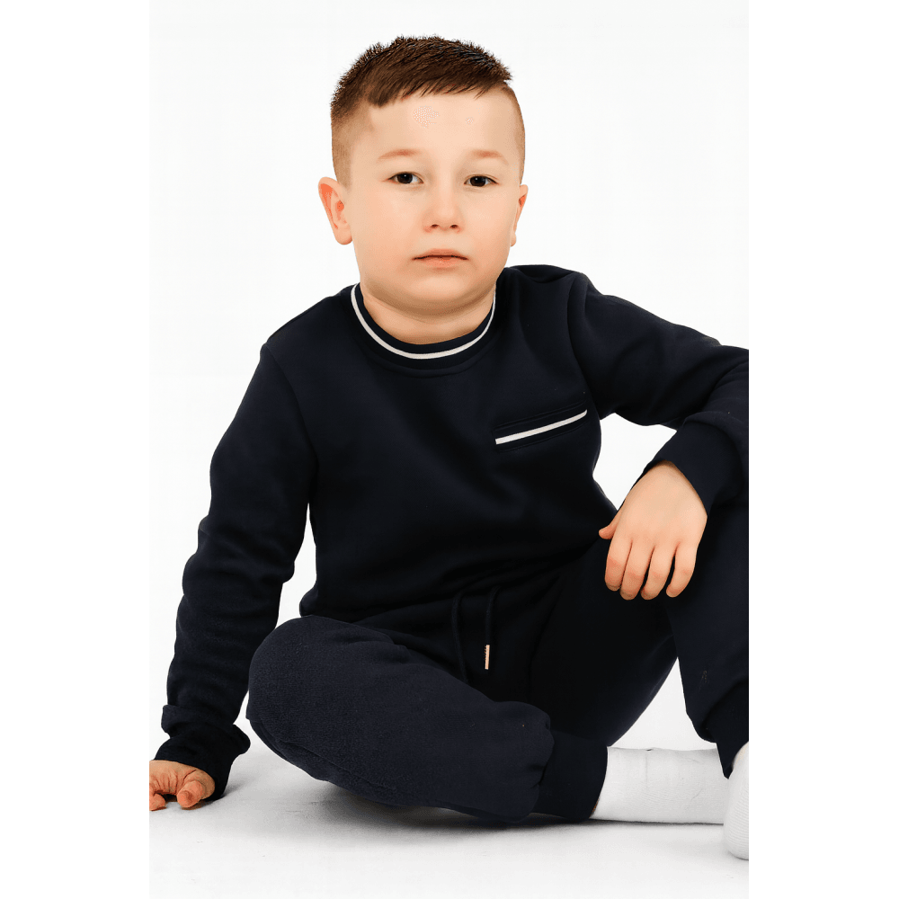 Theo Boys Plain Tracksuit Navy