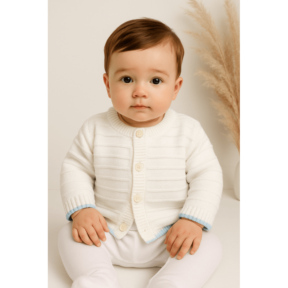 Daniel Pex Baby Knitted Cardigan White/blue