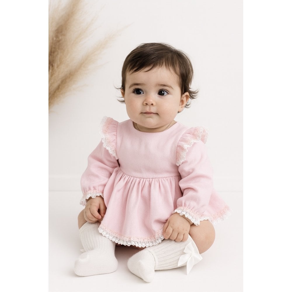 BB2534 Baby Girls Ceyber Pink Frilly Dress & Bloomers