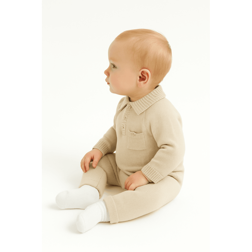 Louis Pex Baby Boys Knitted Tracksuit Beige