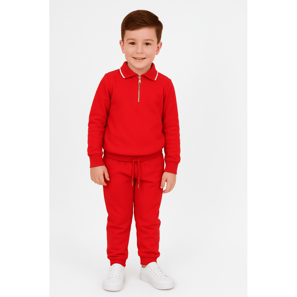Harry Boys Zip Up Polo Tracksuit Red