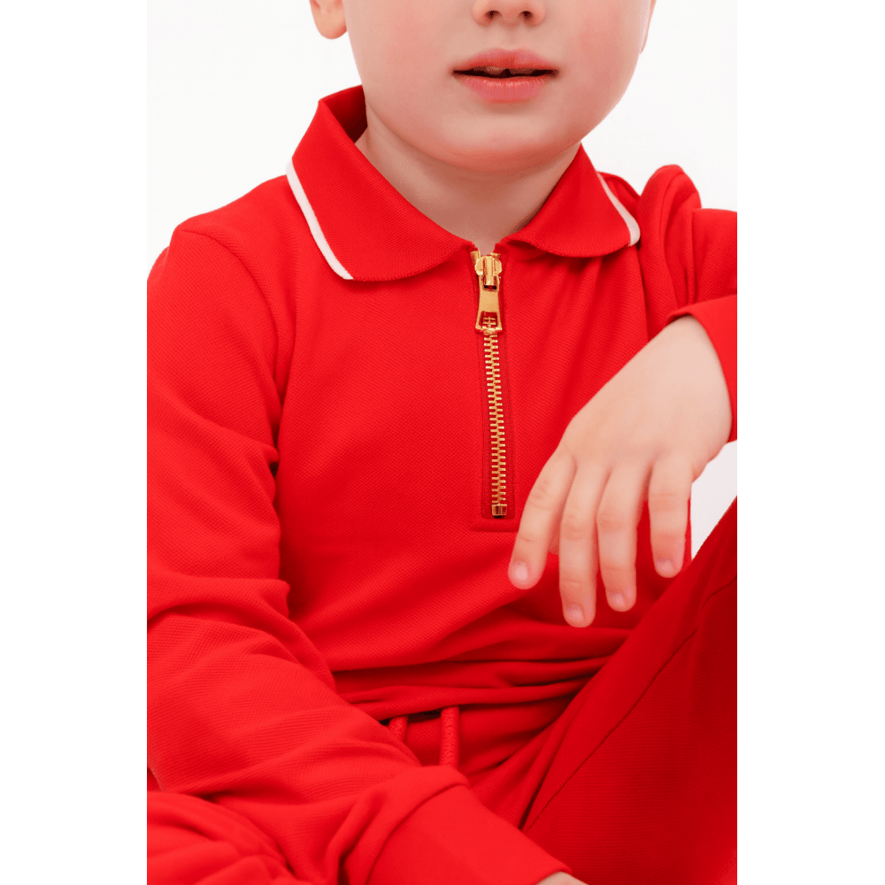 Harry Boys Zip Up Polo Tracksuit Red