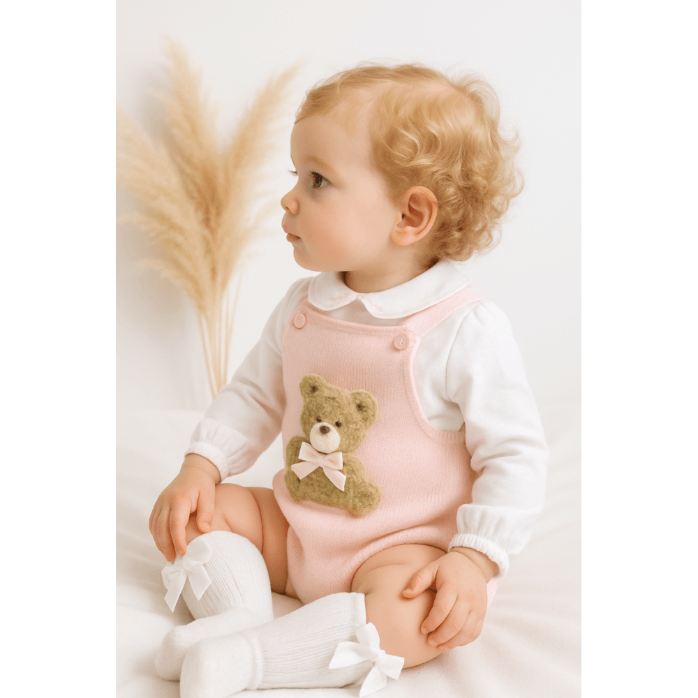 Pex Girls Bear Pink Peter Pan Romper Suit