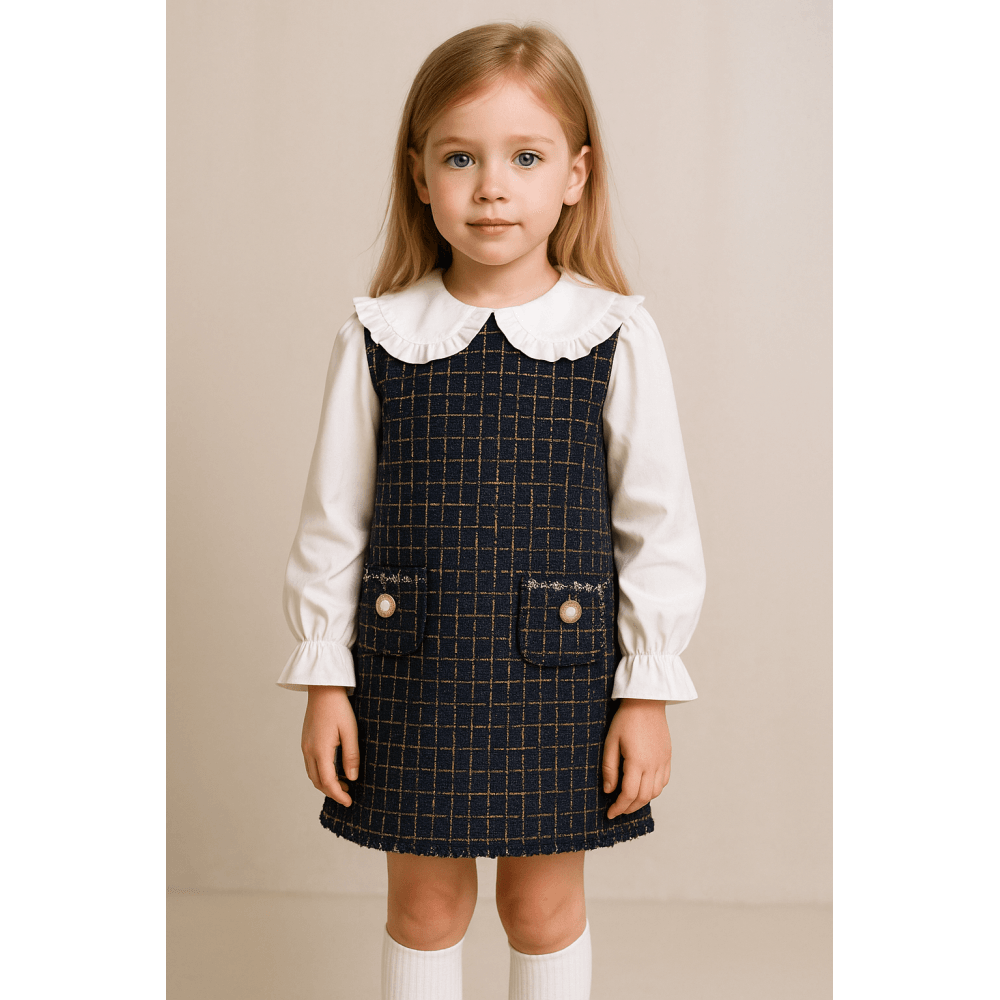Girls Classic Look Dress Navy