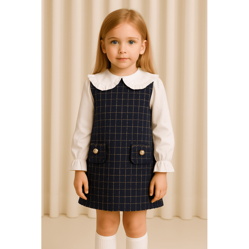 Girls Classic Look Dress Navy