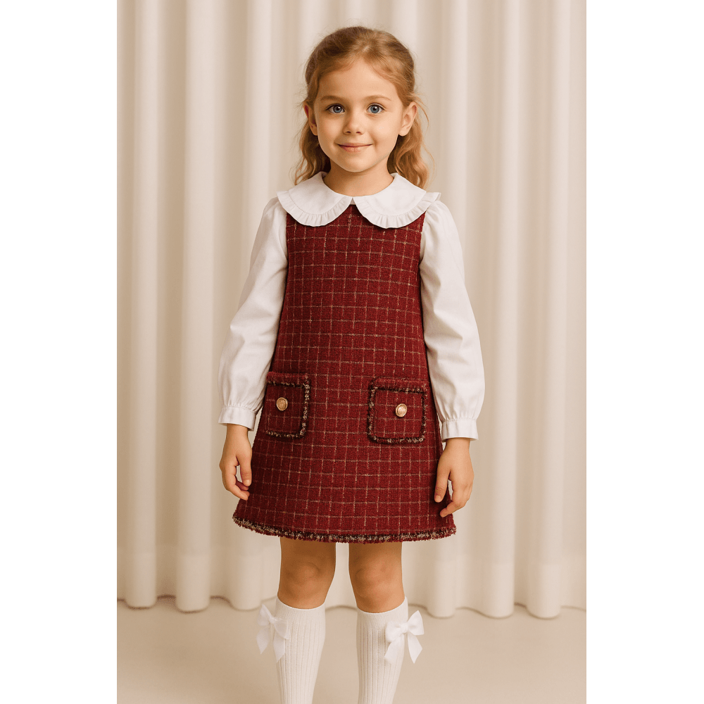 Girls Classic Look Dress Burgundy