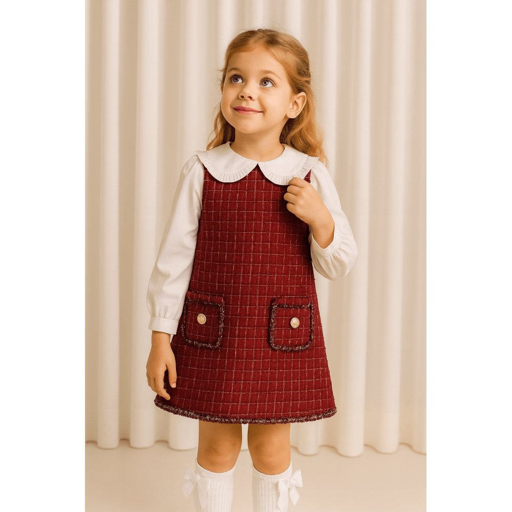 Girls Classic Look Dress Burgundy