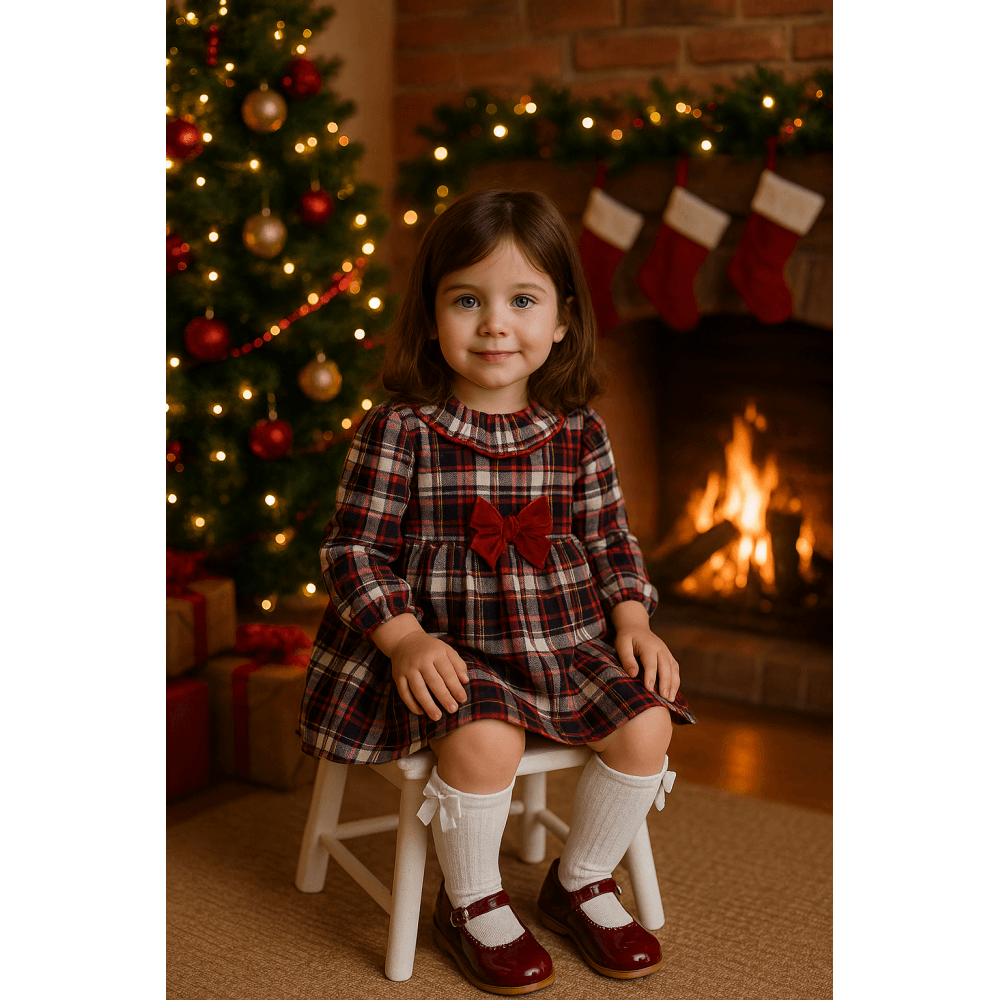 25660 Girls Red Tartan Checked Dress