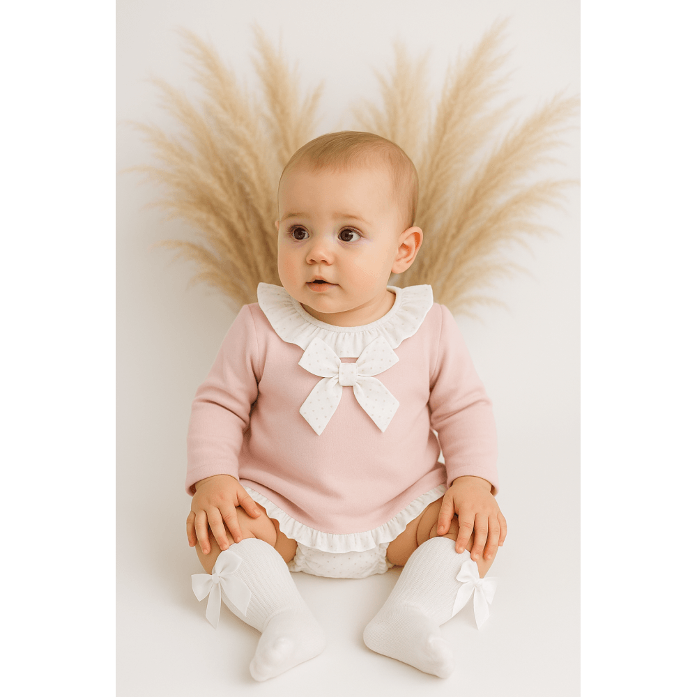 25417 Baby Girls Pink Frilly Top & Knickers Set