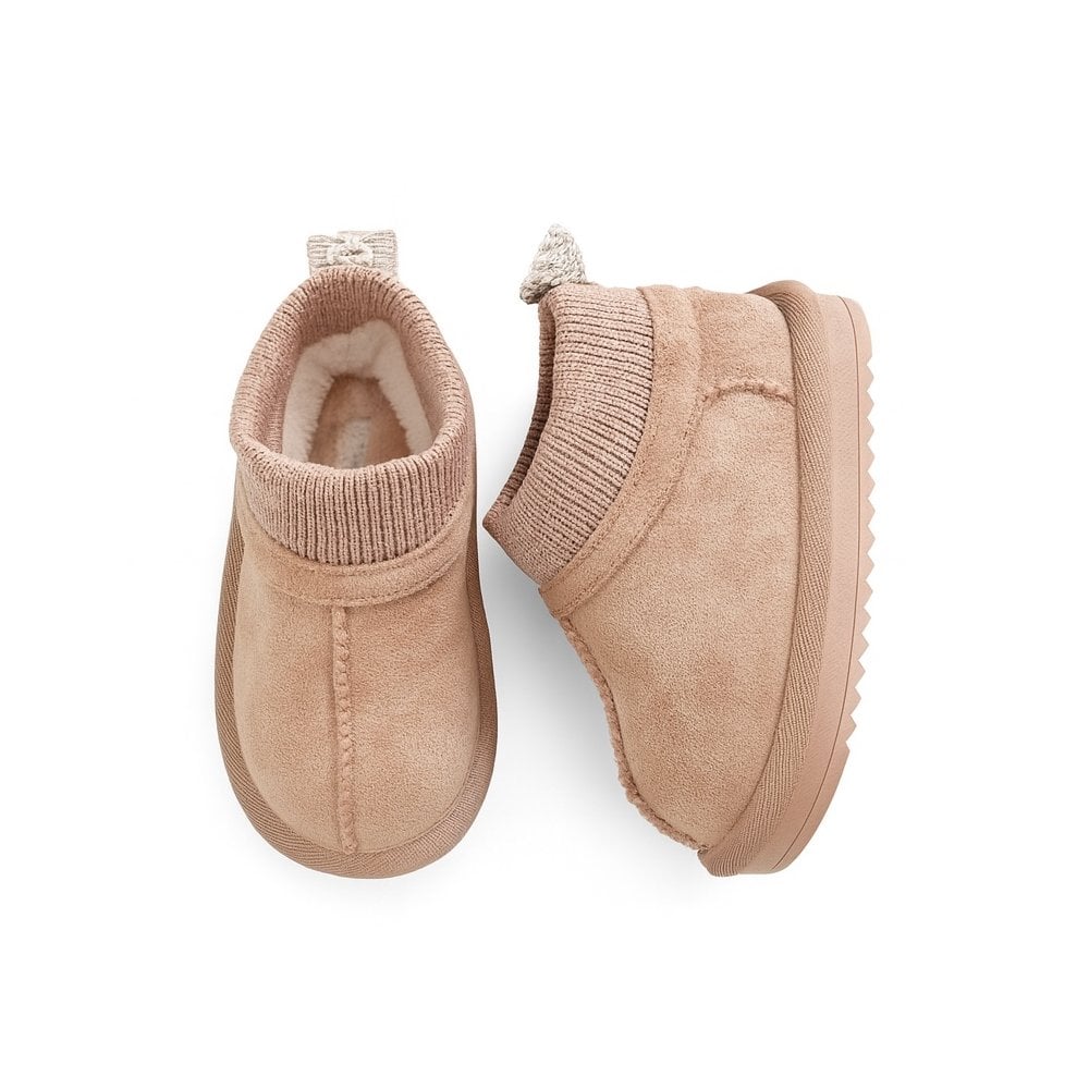 Girls Sock Faux Fur Slipper Shoes Pink