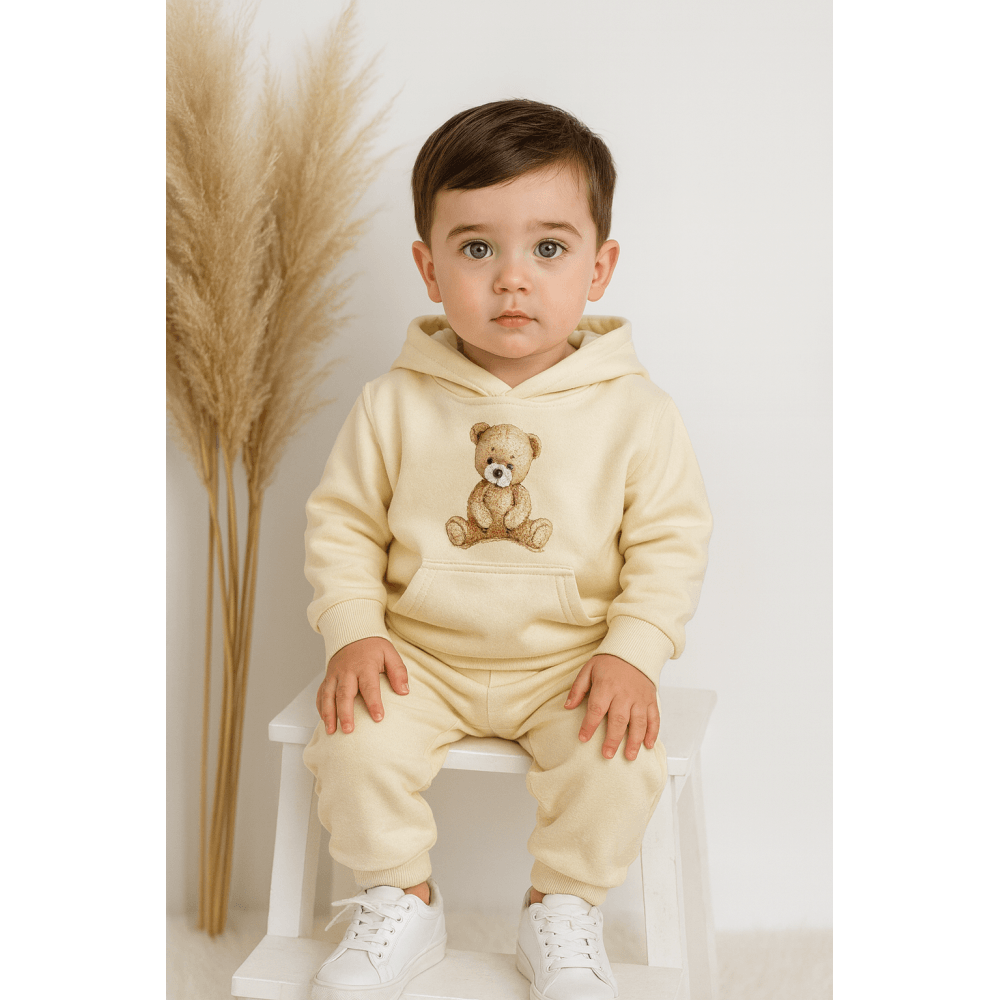 Arlo Bear Hooded Tracksuit Cream