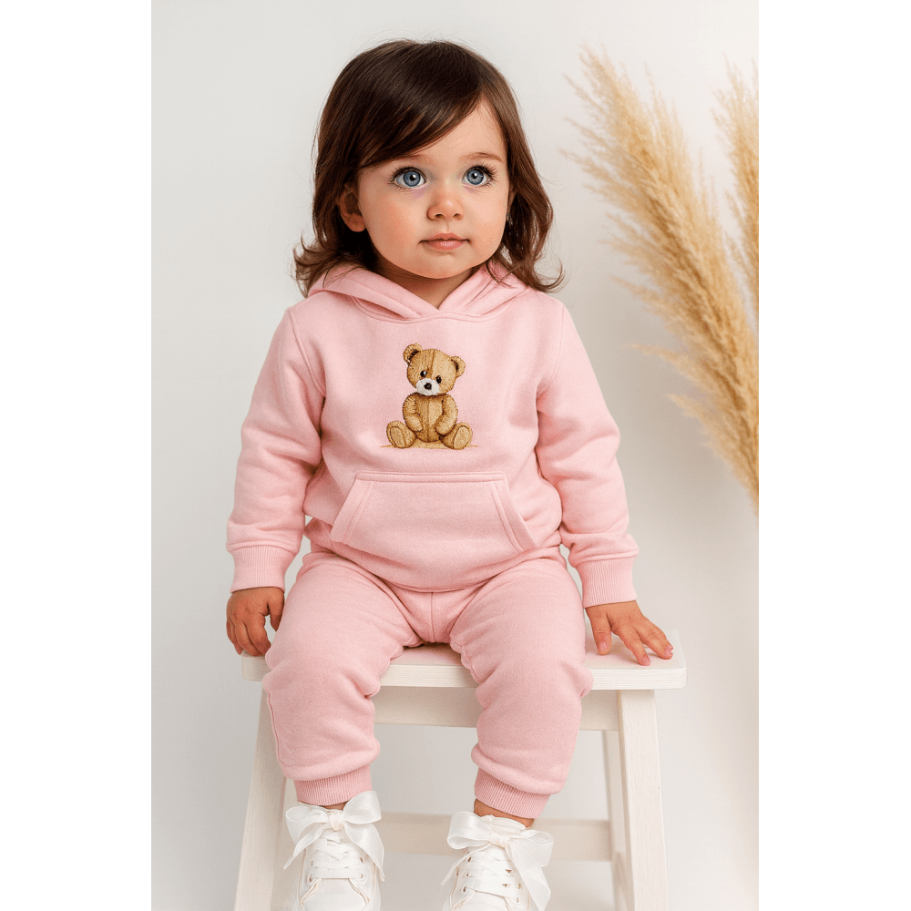 Arlo Bear Girls Pink Hooded Tracksuit