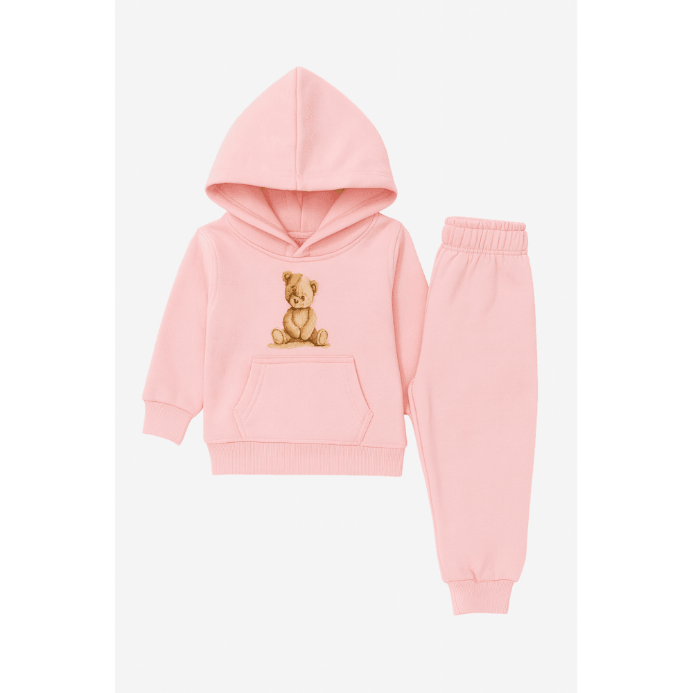 Arlo Bear Girls Pink Hooded Tracksuit