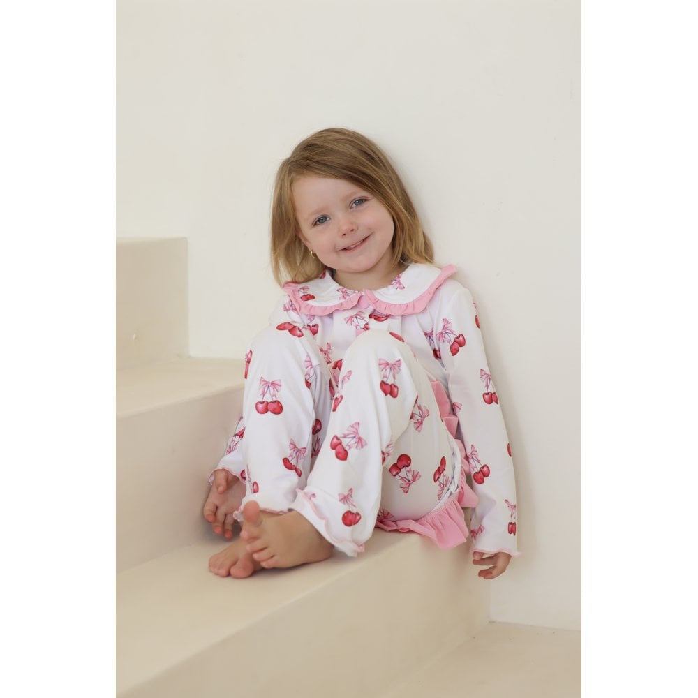 Cherry Bow Girls Frilly Pyjamas