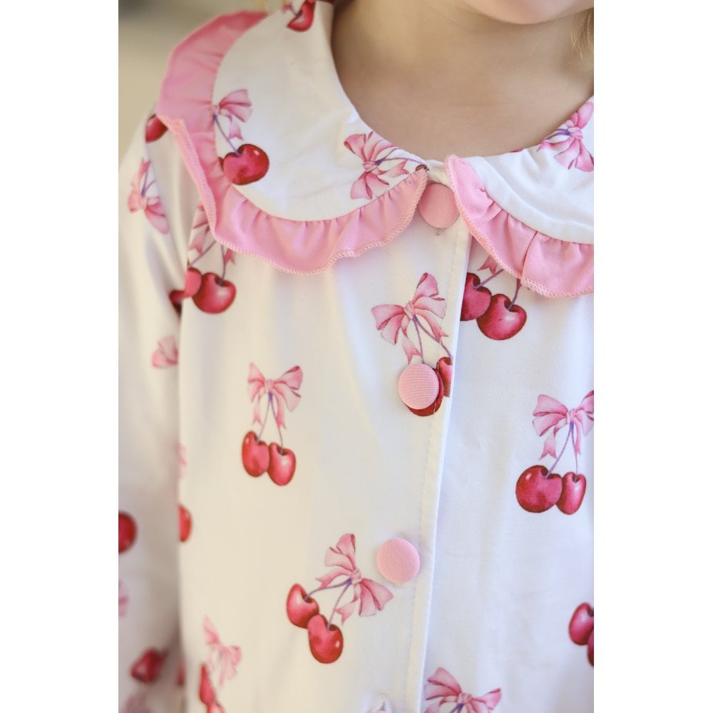 Cherry Bow Girls Frilly Pyjamas
