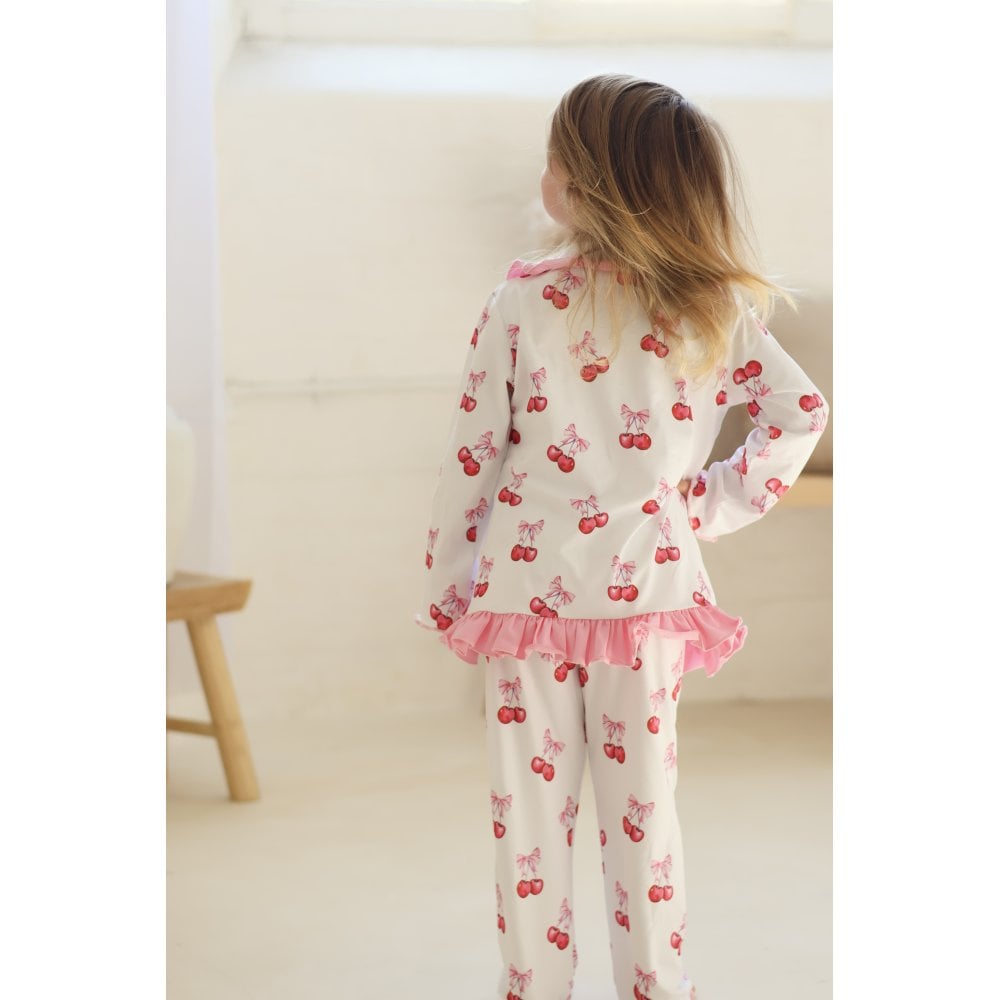 Cherry Bow Girls Frilly Pyjamas