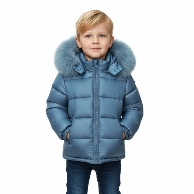 Faux Fur Hooded Coat Navy