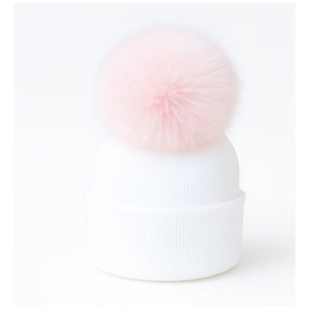 Faux Fur Pom Pom Hat Pink