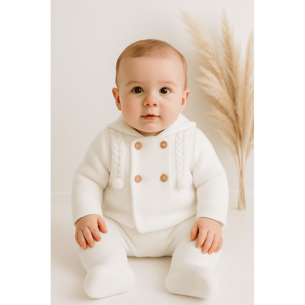 60808 Unisex Knitted Trouser Set White
