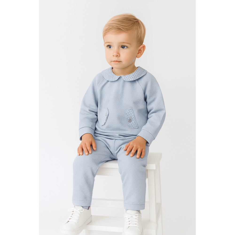60628 Boys Blue Gingham Trouser Set