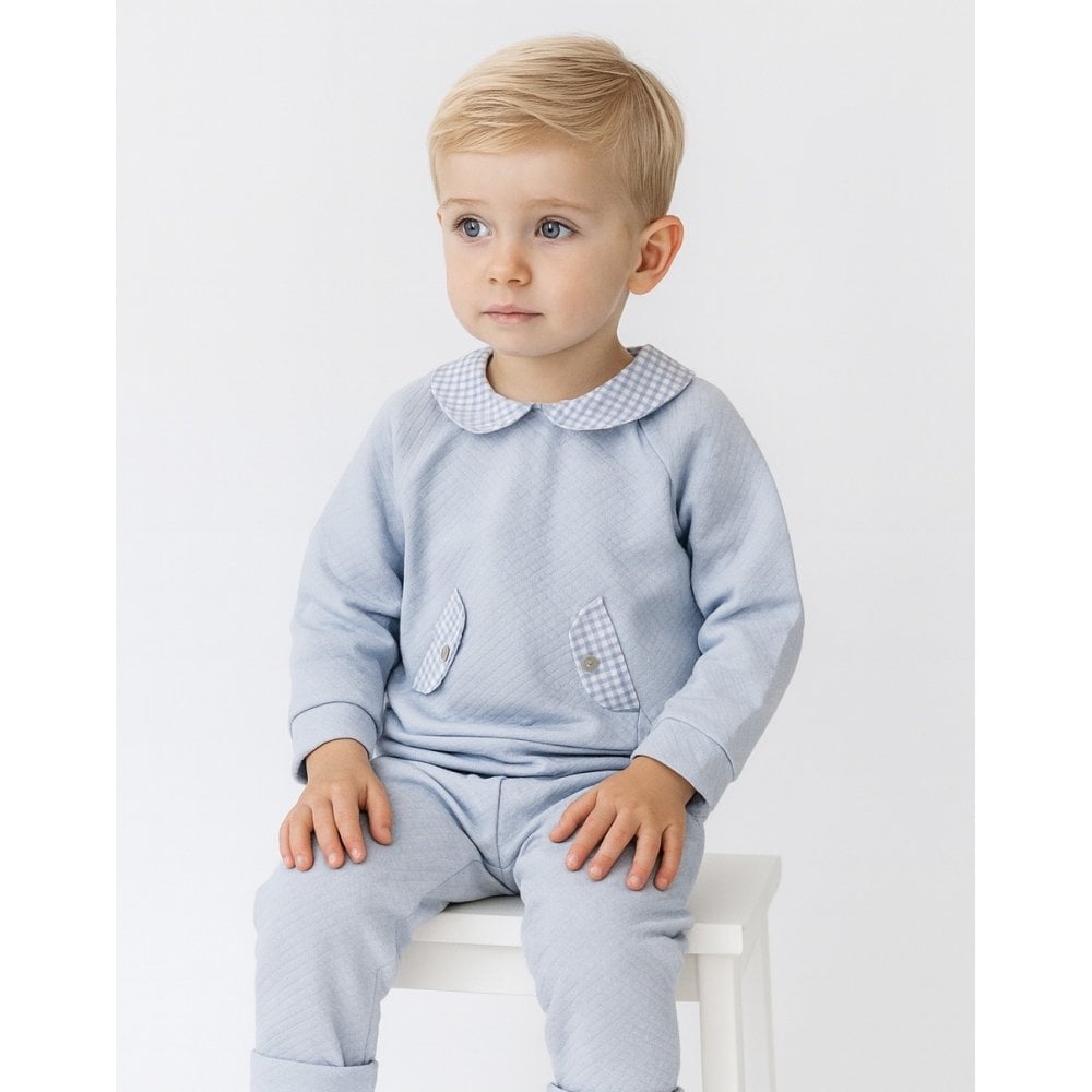 60628 Boys Blue Gingham Trouser Set