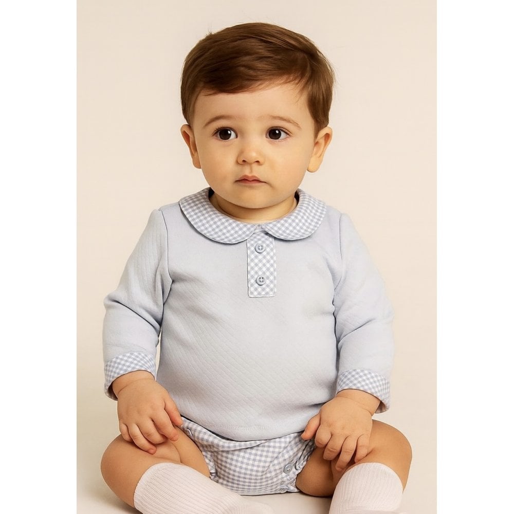 40628 Boys Blue Gingham Jam Pants Set