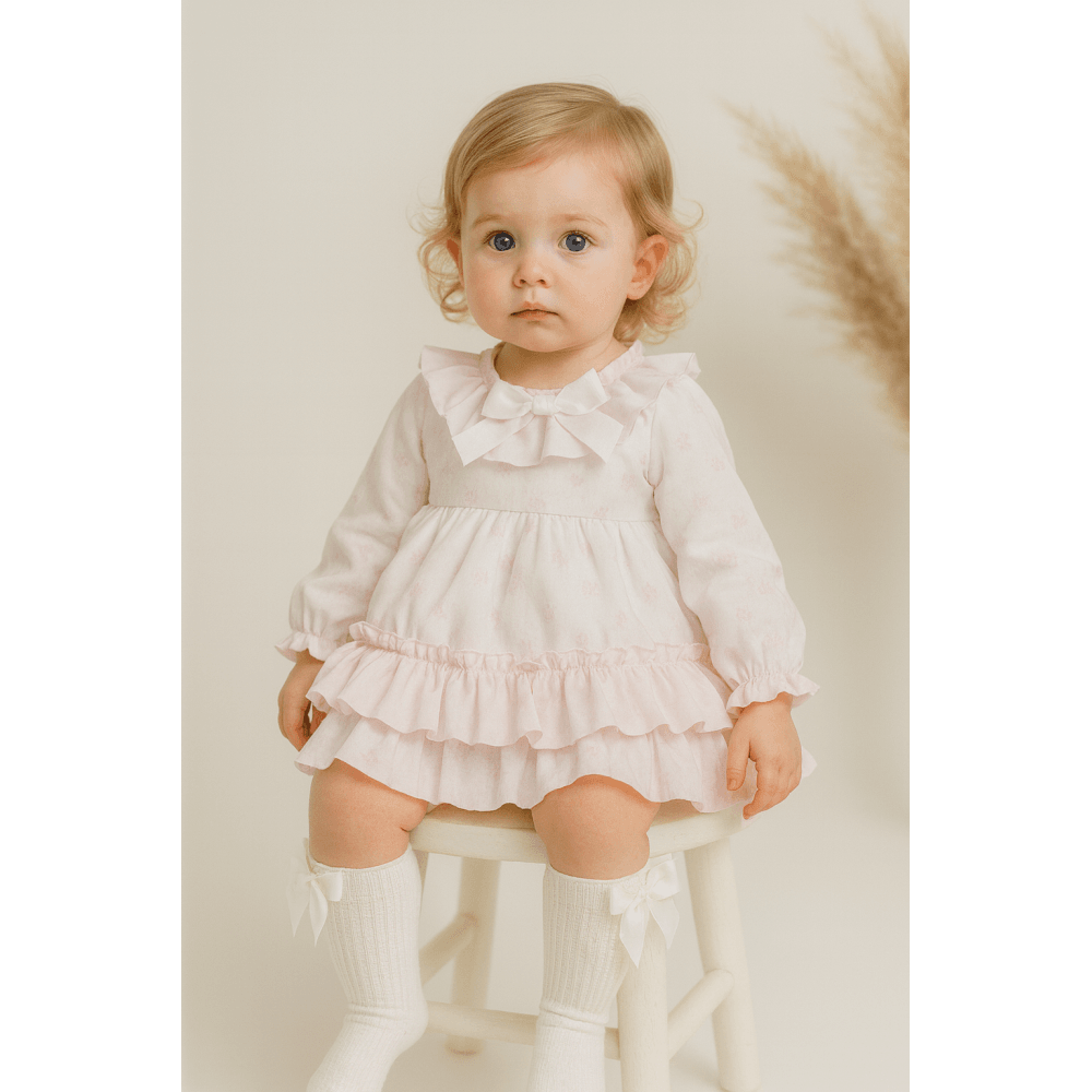 MYD25213 Baby Girls Weeme Puffball Bow Print Dress