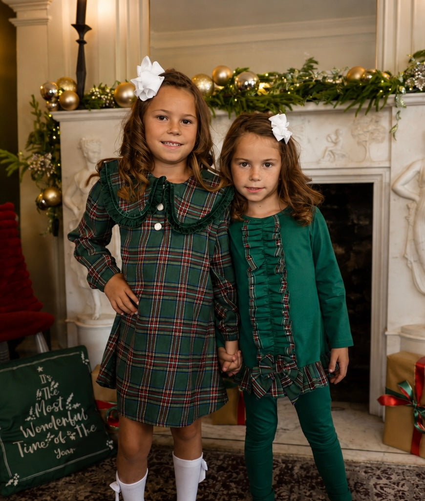 Pippa Girls Tartan Frilly Bow Tracksuit Green