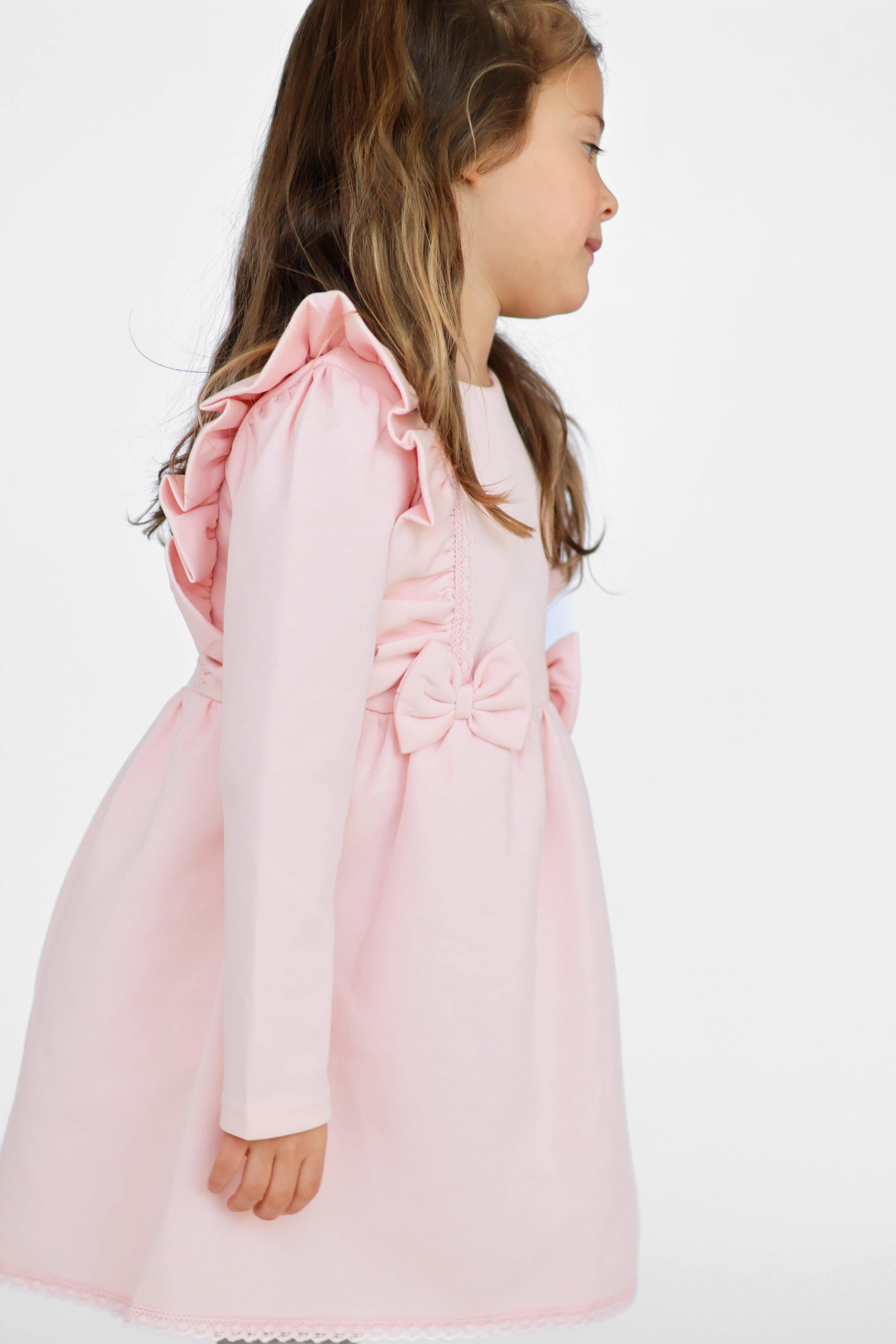 Bella Girls Bow Frill Dress Pink