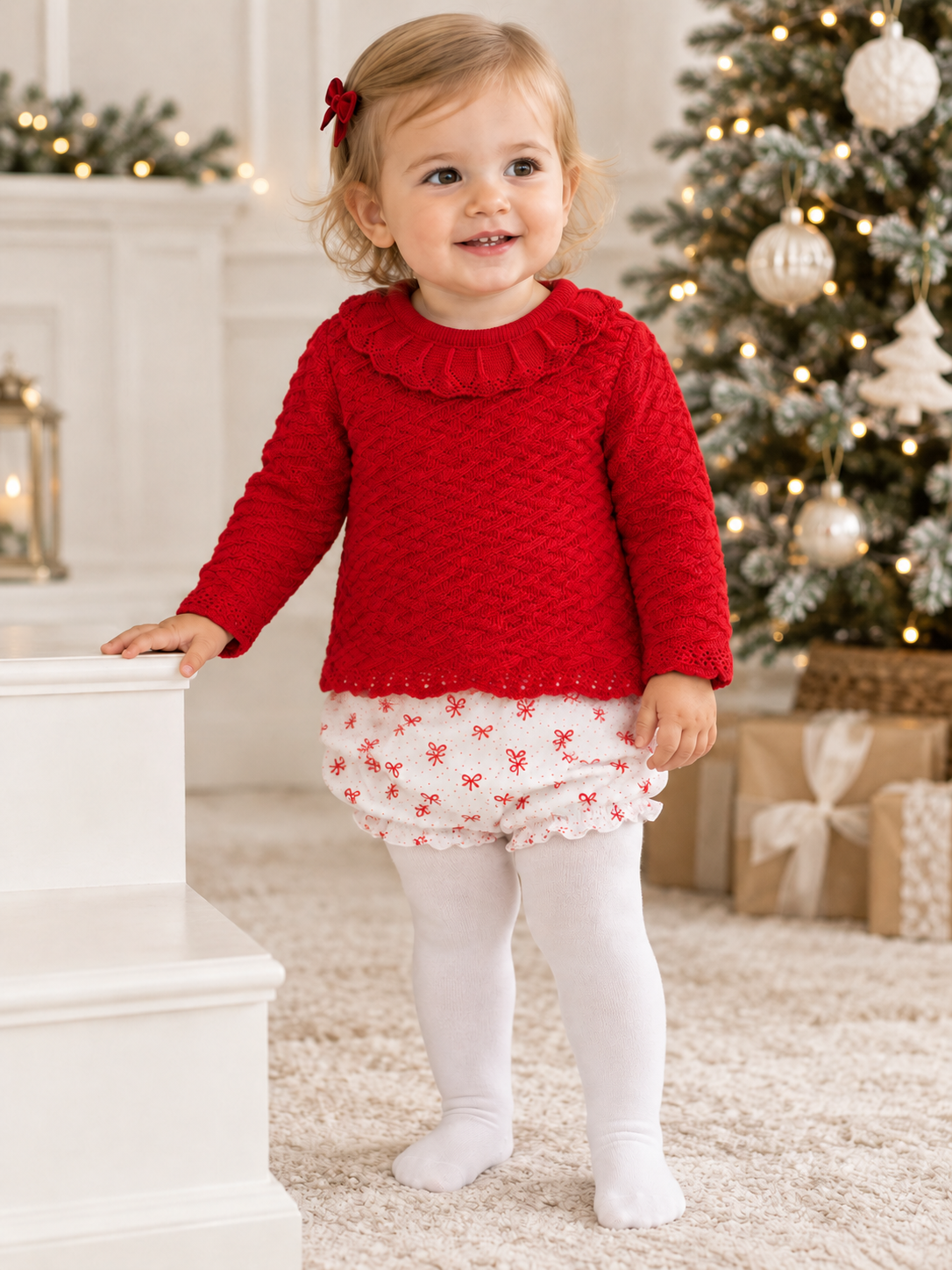 Juliet Pex Baby Girls Red Bow Jam Pants Set