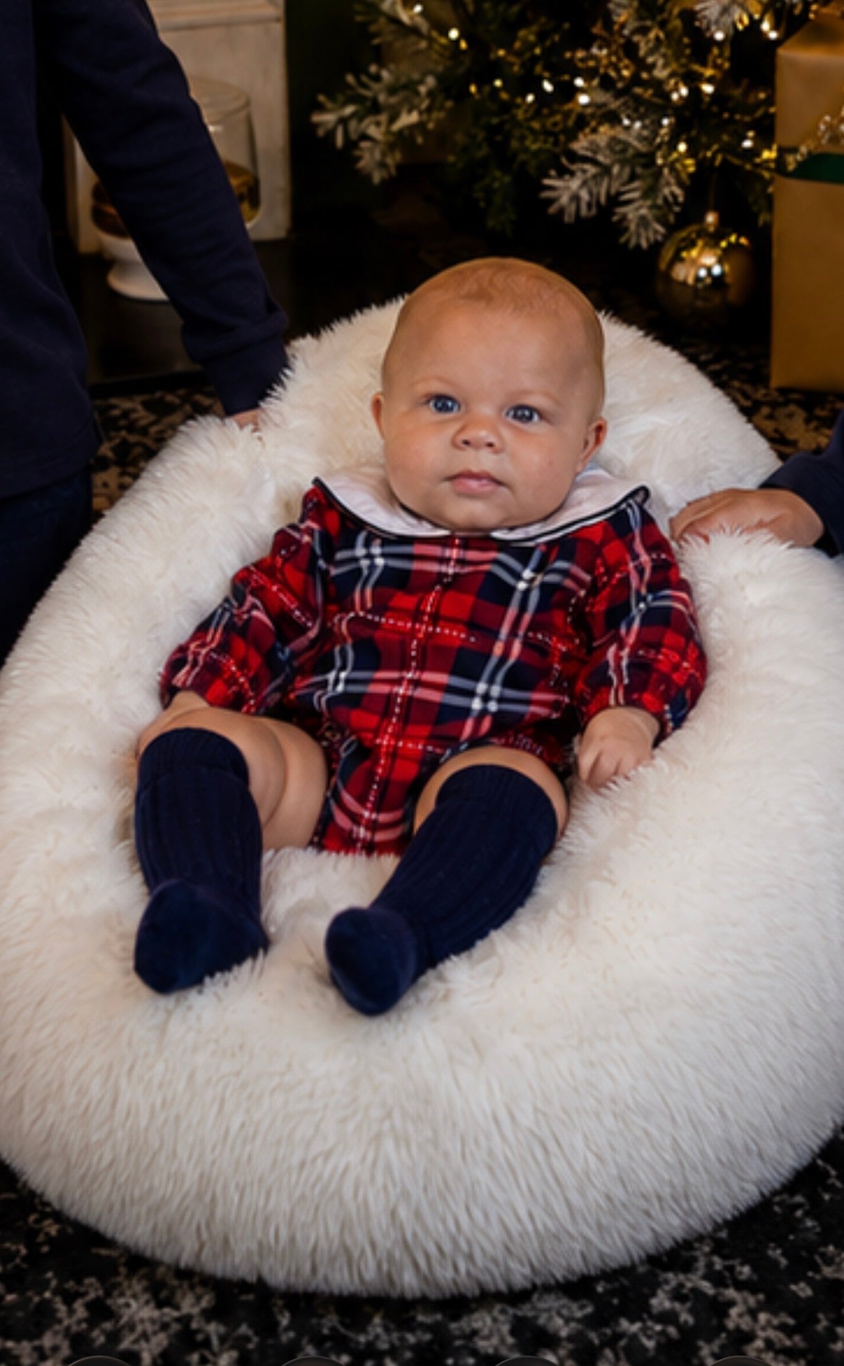 Noel Boys Romper Navy Tartan 2pc Romper Set