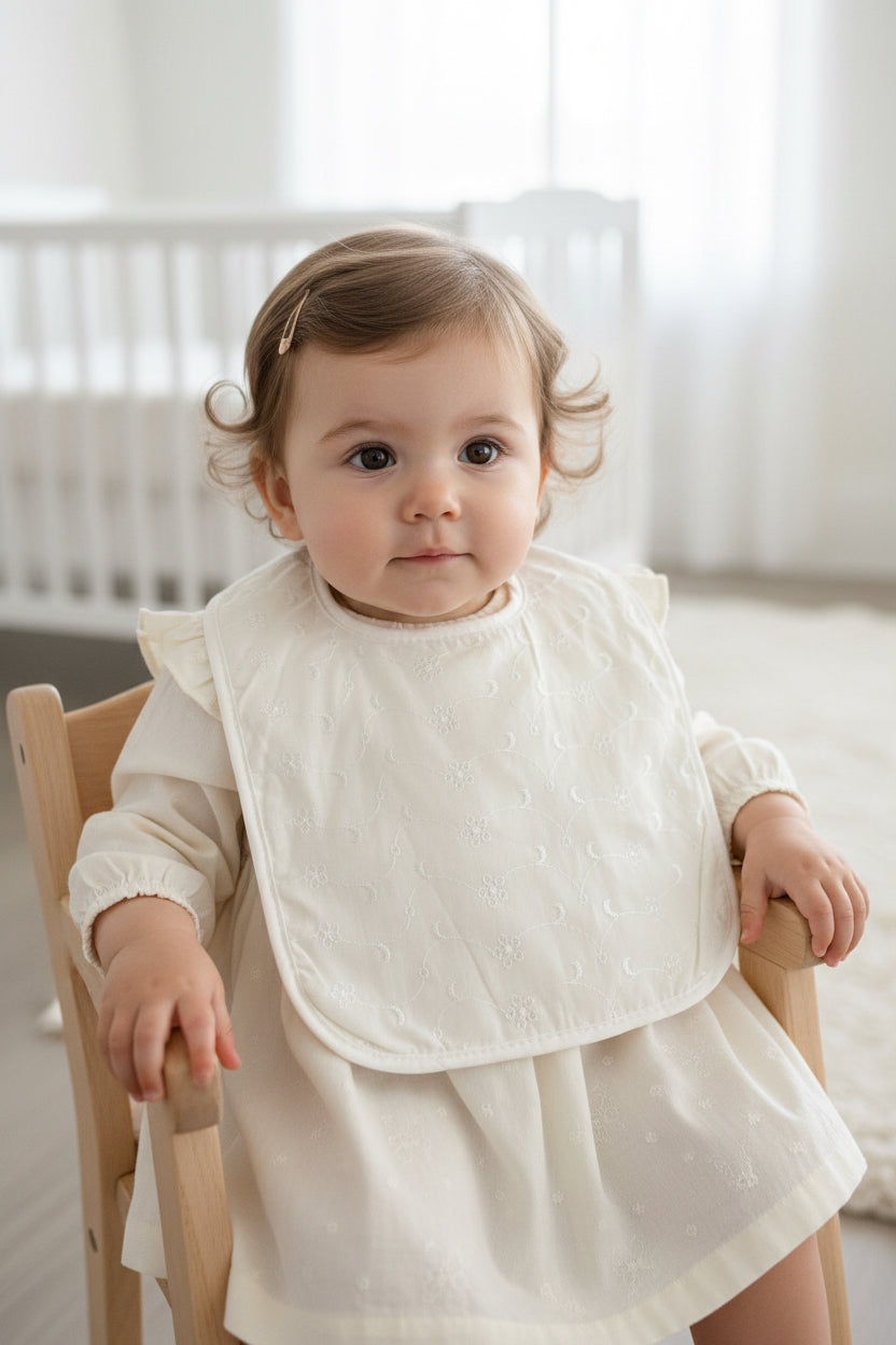 Lace Baby Bib Ivory