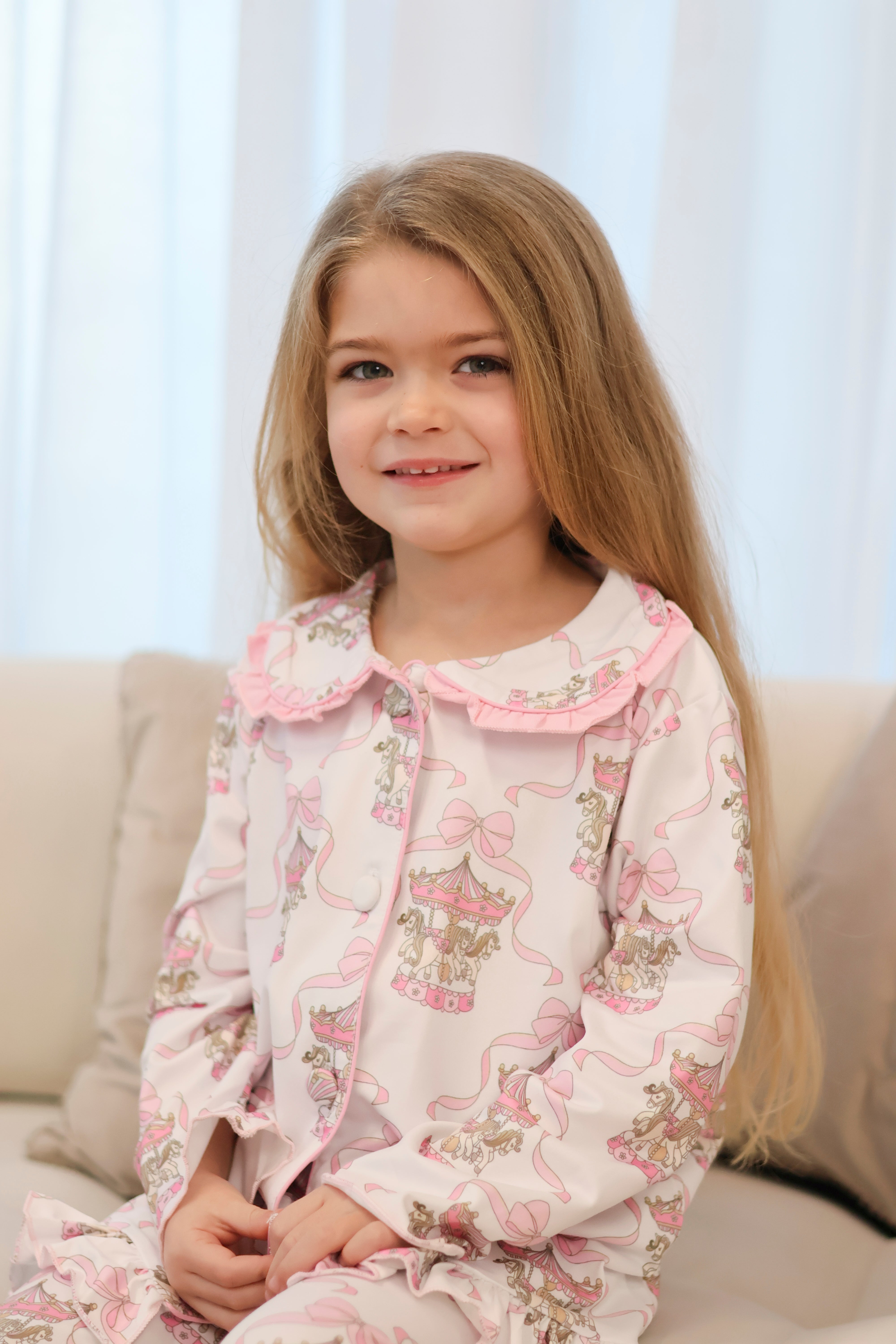 Carousel Girls Frilly Pink Pyjamas