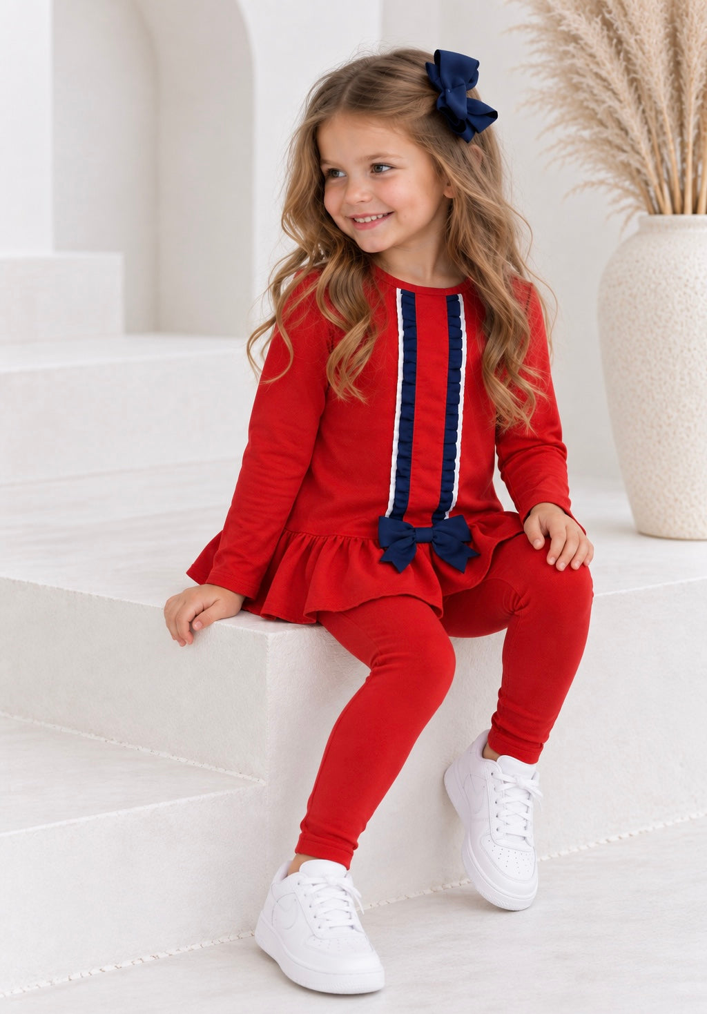 Alanna Girls Frilly Ribbon Tracksuit Red