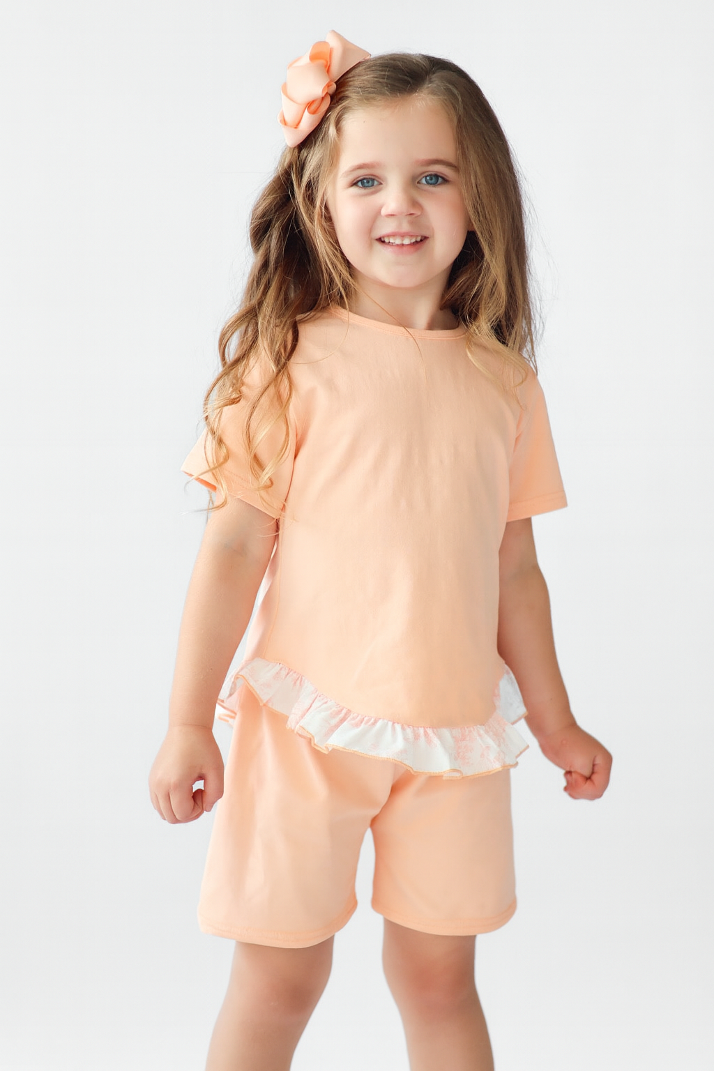 Rose Girls  Frilly Shorts & Top Set Peach