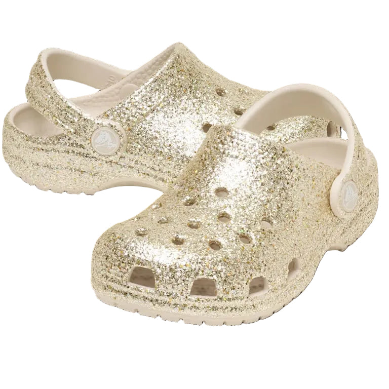 Crocs Classic Girls Gold Glitter Clog